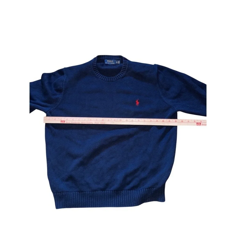 Ralph Lauren Sweater Mens XL‎ Blue Crewneck Pullover Red pony Logo grandpacore